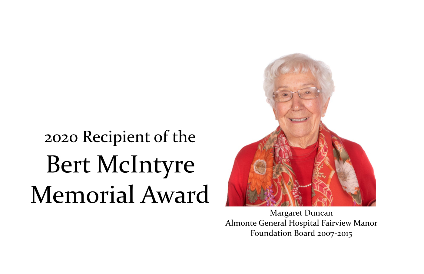 Meet Margaret Duncan, Recipient of the Bert McIntyre Memorial Award for Volunteerism